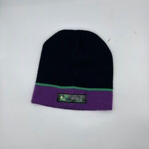 Marvel Hulk Beanie Hat Unisex OSFM Black Purple Reversible 2003 Vintage Knit